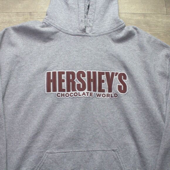 Hershey Chocolate World Adult Hoodie Sweatshirt Large Gray Graphic - Picture 1 of 5